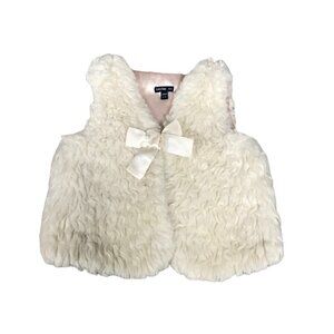 Baby GAP Factory Ivory Frost Faux Fux Vest Shrug Bow Youth Girl's 5T